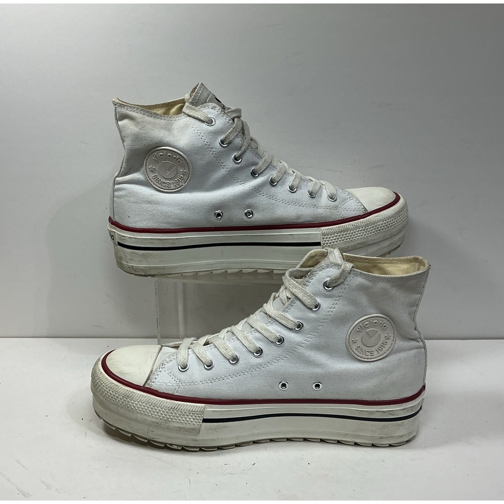 Victoria High Top Platform Sneaker Womens 9.5 Chunky White Canvas Shoe Athletic